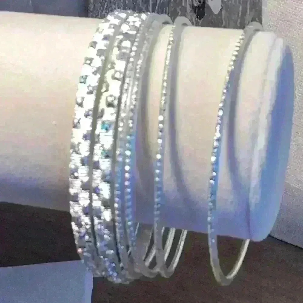 Silver Bracelets - Set of 6, 2 Patterns